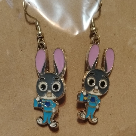 Jewelry - 3/$20⭐Cute Bunny Earrings! Enamel Gray & White Bunny, Blue Suit, Pink Ears!